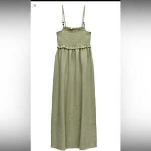 ZARA SMOCKED MIDI DRESS SIZE M NWT